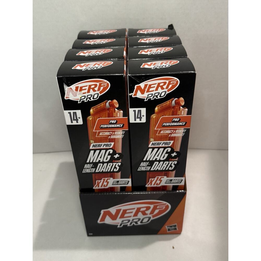 Nerf Pro Mag Plus Half-Length Torrent Sender Refill, 15 Darts with Mag Pack of 8
